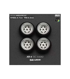 1:64 XR-4 (колело: 6.7mm, джанта: 8.3mm) SILVER - Комплект гуми и джанти - 4 броя
