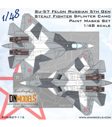 1:48 Su-57 Felon Russian 5th Gen Stealth Fighter Splinter Camo Paint Masks Set (48/827-112)